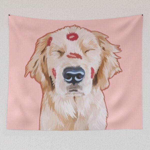 Item preview, Cute Golden Retriever Dog Lipstick Kisses Valentine Art designed and sold by cezzarie.
