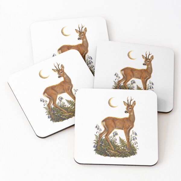 Item preview, Roe Deer | Moonlit Bluebell Wood Art | British Woodland Lover Gift designed and sold by Brackenlume Studio.