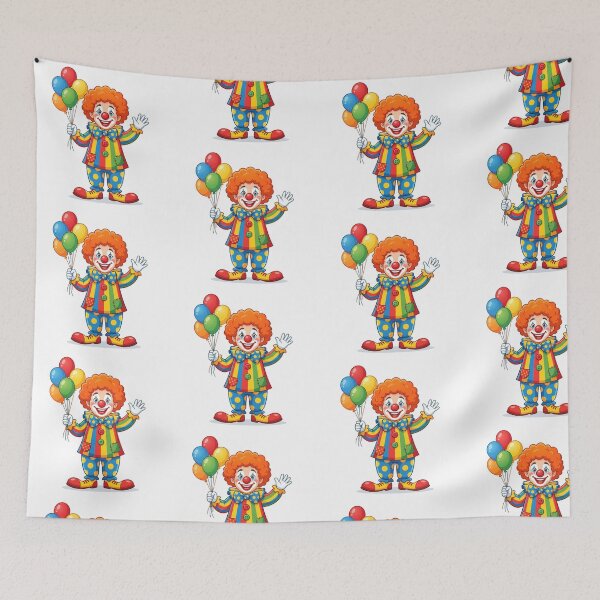 Item preview, Happy Waving Circus Clown Vector with Colorful Balloons designed and sold by KaleeDesigns.