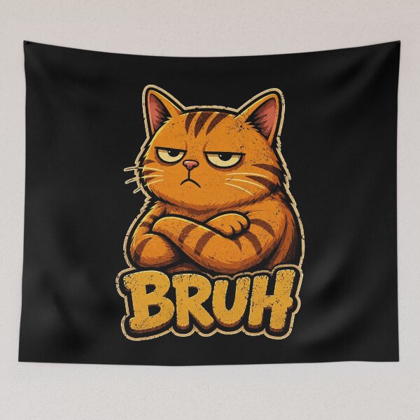 Item preview, Funny orange cat with bruh expression design designed and sold by rafaeltto.