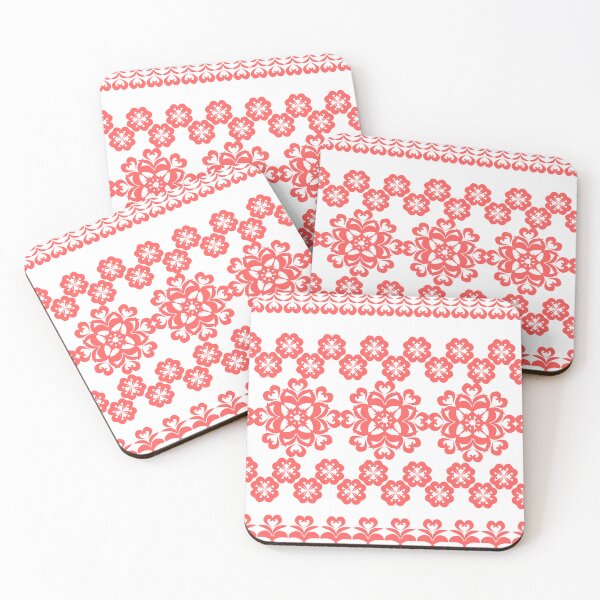 Item preview, Living Coral Ornamental Floral Lace Border Collection designed and sold by Ei-Ei.