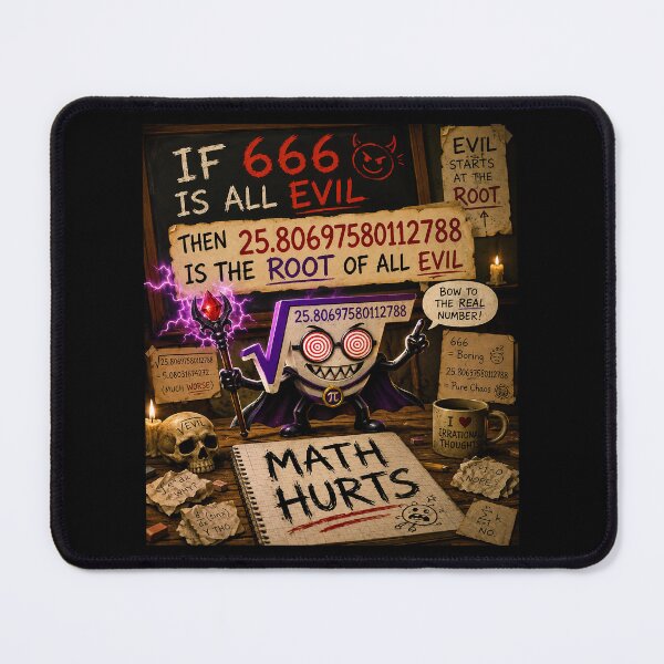 Item preview, HALLOWEEN COLLECTION - IF 666 IS ALL EVIL THEN 25.80697580112788 IS THE ROOT OF ALL EVIL MATH HURTS v3 designed and sold by WheelieGdArt.