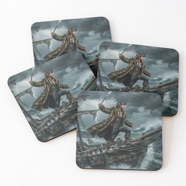 Item preview, Epic Storm Pirate Captain: Dark Fantasy Galleon Ship Art Print designed and sold by AfresStudio.