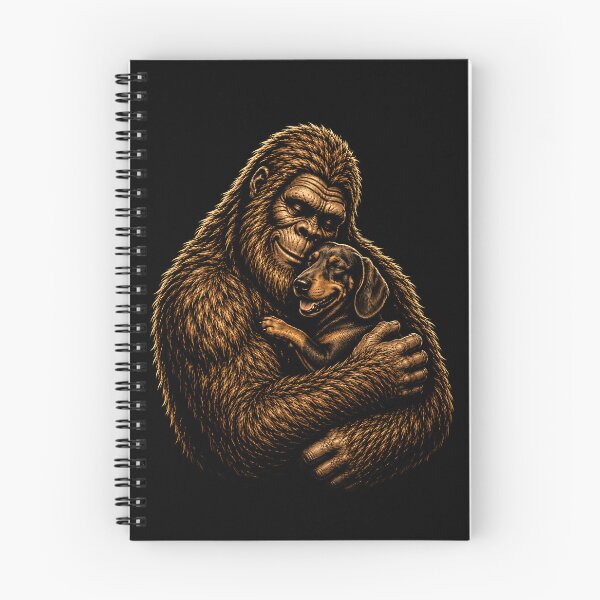Item preview, Bigfoot cuddling a dachshund doxie illustration designed and sold by rafaeltto.