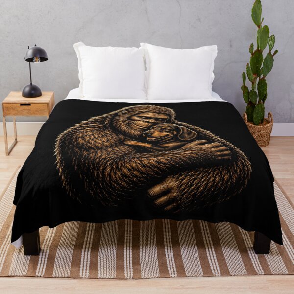 Item preview, Bigfoot cuddling a dachshund doxie illustration designed and sold by rafaeltto.