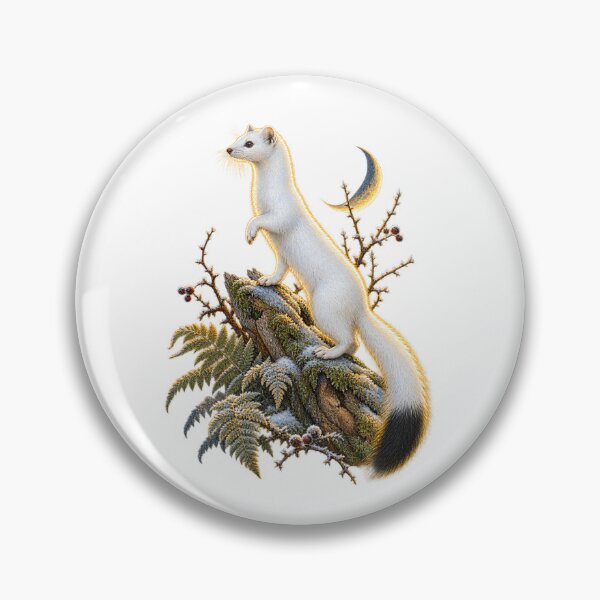 Item preview, Stoat Ermine | Moonlit Winter Wildlife Art | British Woodland Lover Gift designed and sold by Brackenlume Studio.