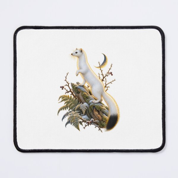 Item preview, Stoat Ermine | Moonlit Winter Wildlife Art | British Woodland Lover Gift designed and sold by Brackenlume Studio.