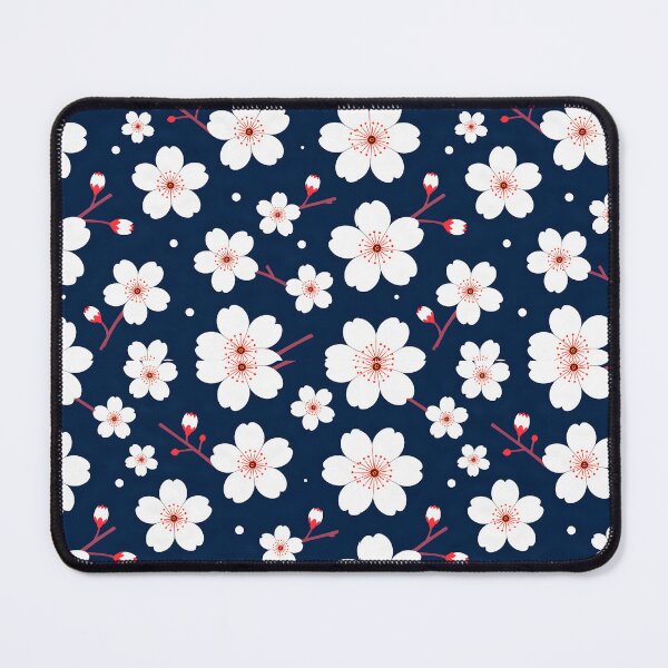 Item preview, Estampado de flores de cerezo sobre fondo azul designed and sold by DesignedOutside.