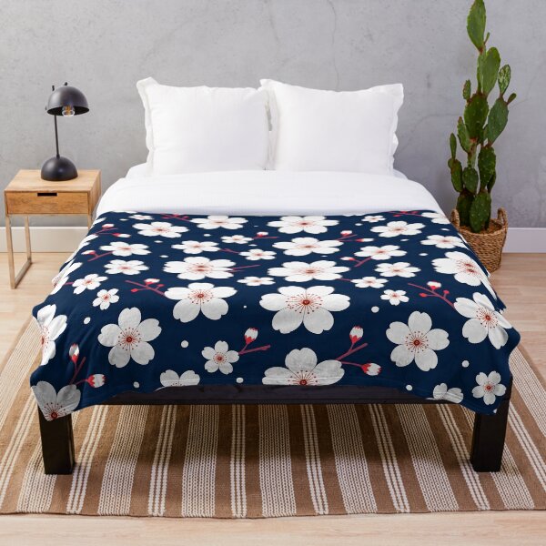 Item preview, Cherry Blossom Pattern on Blue Background designed and sold by DesignedOutside.