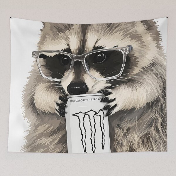 Item preview, Raccoon with Glasses and Drink designed and sold by andrewccrow.