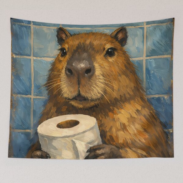Item preview, Capybara Holding Toilet Paper designed and sold by andrewccrow.