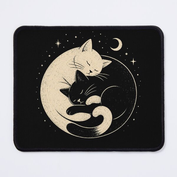 Item preview, Celestial Yin Yang Cats – Black and White Sleeping Cats Under the Moon and Stars designed and sold by will freed18.