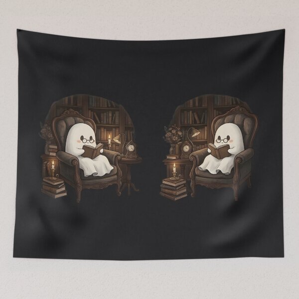 Item preview, Cute Ghost Reading Book Dark Academia Vintage Library Aesthetic designed and sold by MCV-Designs.