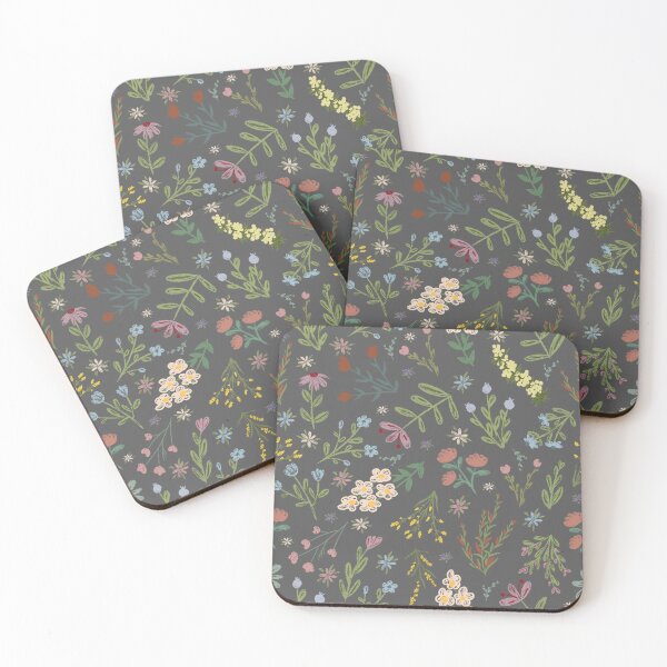 Item preview, Hand Drawn Cottage Garden Flowers on Dark Gray  designed and sold by KSimpson838.