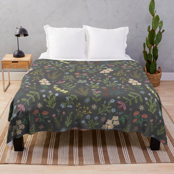 Item preview, Hand Drawn Cottage Garden Flowers on Dark Gray designed and sold by KSimpson838.