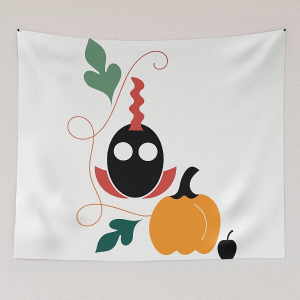 Item preview, Minimalist Cute Ghost With Pumpkin designed and sold by IntelliMindDesigns.