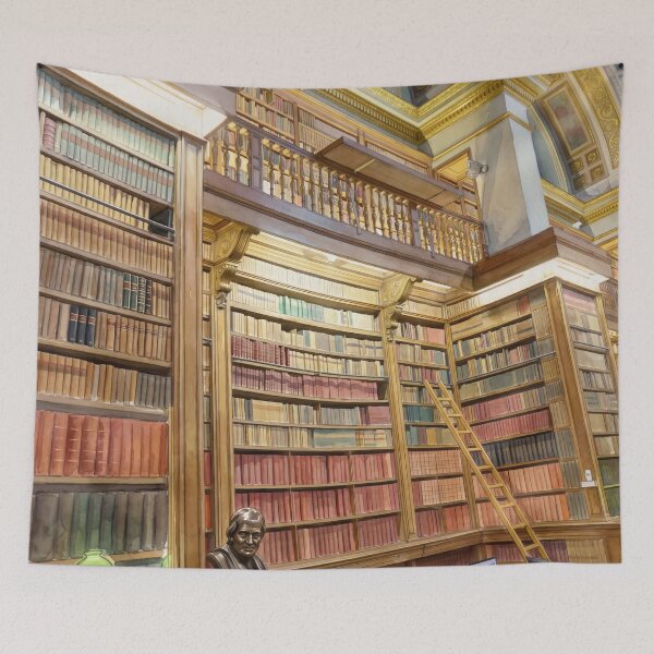 Item preview, Grand Bibliothèque Interior — Historic Reading Room Watercolor  designed and sold by M.ALK.Watercolor.