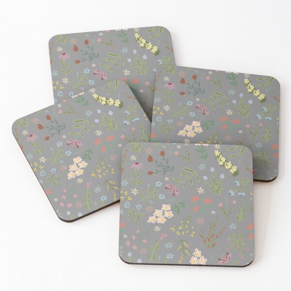 Item preview, Hand Drawn Cottage Garden Flowers on Gray designed and sold by KSimpson838.