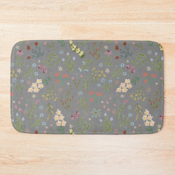 Item preview, Hand Drawn Cottage Garden Flowers on Gray designed and sold by KSimpson838.