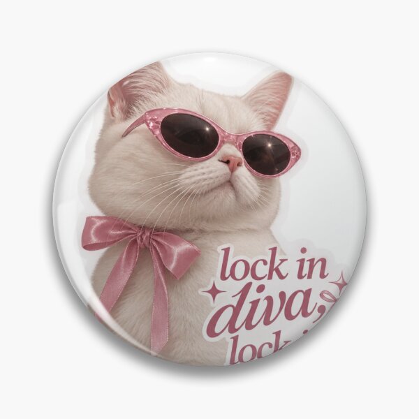 Item preview, Lock In Diva Lock In Funny White Cat Coquette Sunglasses Sticker designed and sold by cezzarie.