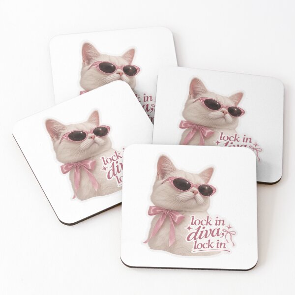 Item preview, Lock In Diva Lock In Funny White Cat Coquette Sunglasses Sticker designed and sold by cezzarie.