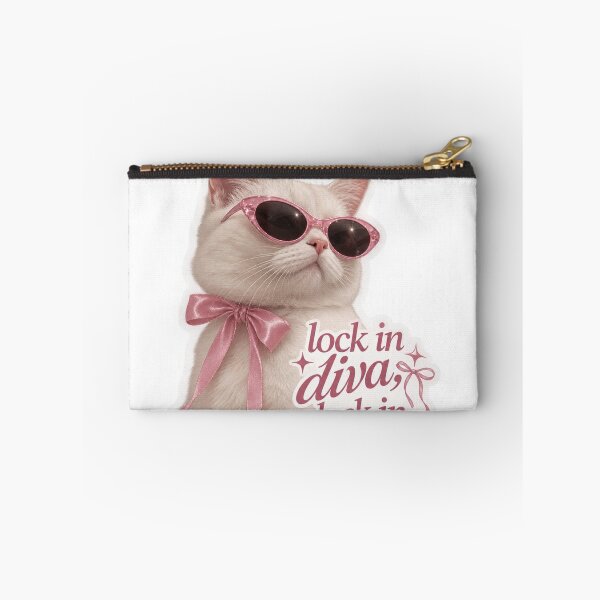 Item preview, Lock In Diva Lock In Funny White Cat Coquette Sunglasses Sticker designed and sold by cezzarie.