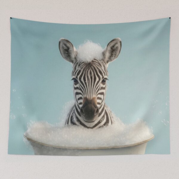 Item preview, Baby Zebra Bubble Bath Cute Nursery Bathroom Wall Art designed and sold by LazyOwlStore.