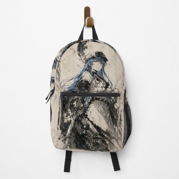 Item preview, Blue Haired Military Woman Ink Wash Anime Art – Dark Gothic Warrior Portrait designed and sold by Dyan4.