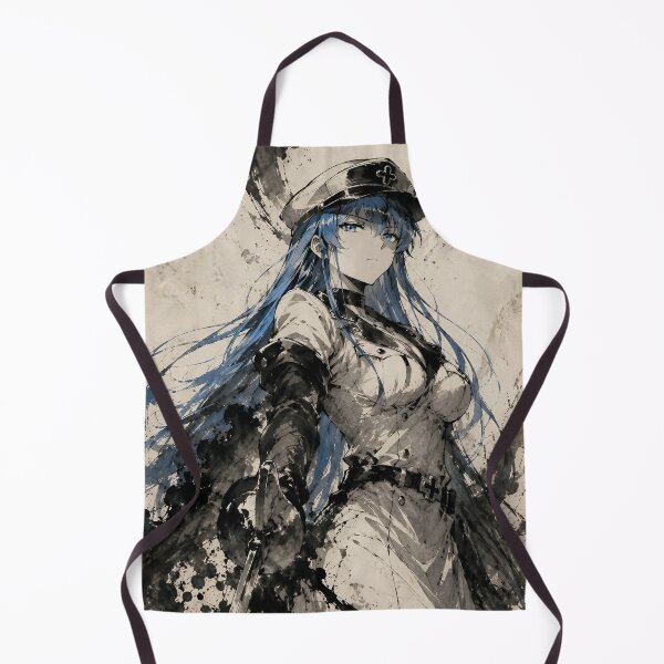 Item preview, Blue Haired Military Woman Ink Wash Anime Art – Dark Gothic Warrior Portrait designed and sold by Dyan4.