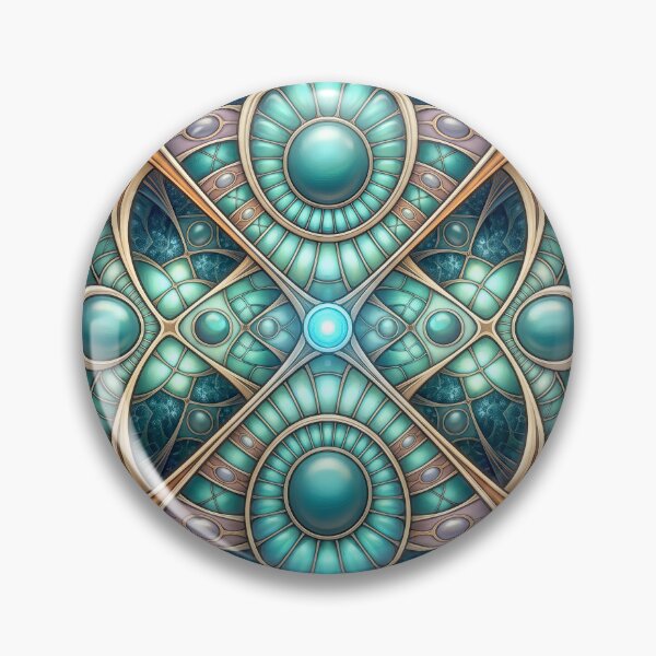 Item preview, Celestial Teal Jeweled Fractal Mandala designed and sold by Frackxion.