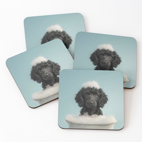 Item preview, Baby Standard Poodle Bubble Bath Cute Nursery Bathroom Art designed and sold by LazyOwlStore.