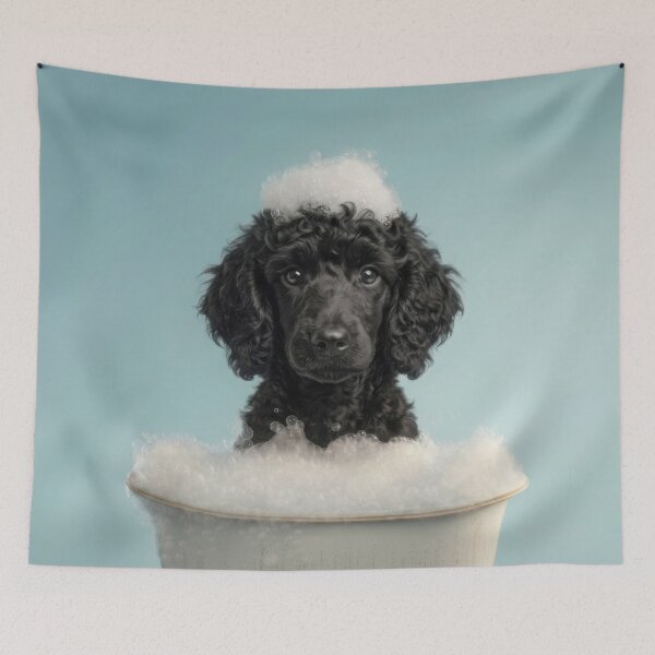 Item preview, Baby Standard Poodle Bubble Bath Cute Nursery Bathroom Art designed and sold by LazyOwlStore.