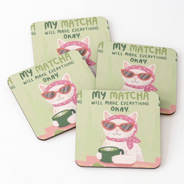 Item preview, My Matcha Will Make Everything Okay Funny Cat Green Poster designed and sold by cezzarie.