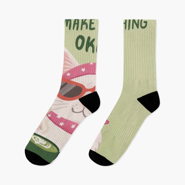 Item preview, My Matcha Will Make Everything Okay Funny Cat Green Poster designed and sold by cezzarie.