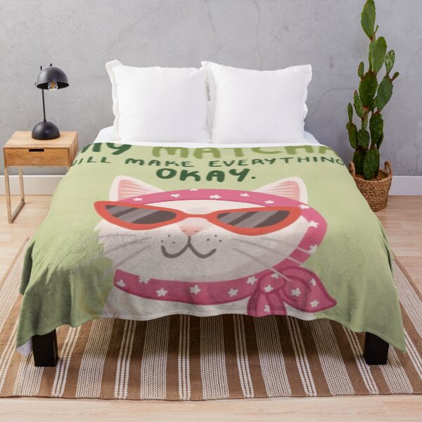 Item preview, My Matcha Will Make Everything Okay Funny Cat Green Poster designed and sold by cezzarie.