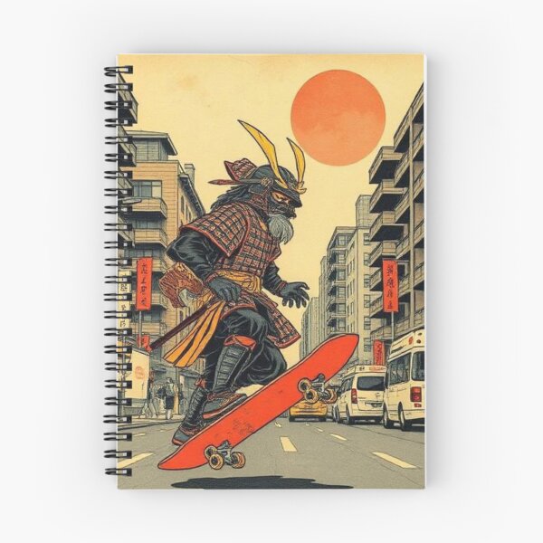 Item preview, Vintage Japanese Samurai on a Skateboard ukiyo-e designed and sold by Asiantrendzz.