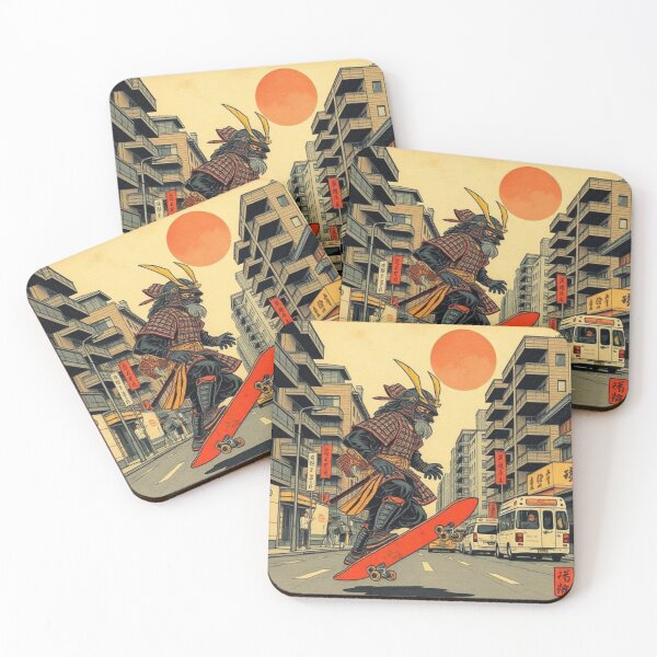 Item preview, Vintage Japanese Samurai on a Skateboard ukiyo-e designed and sold by Asiantrendzz.