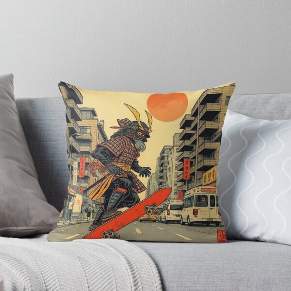 Item preview, Vintage Japanese Samurai on a Skateboard ukiyo-e designed and sold by Asiantrendzz.