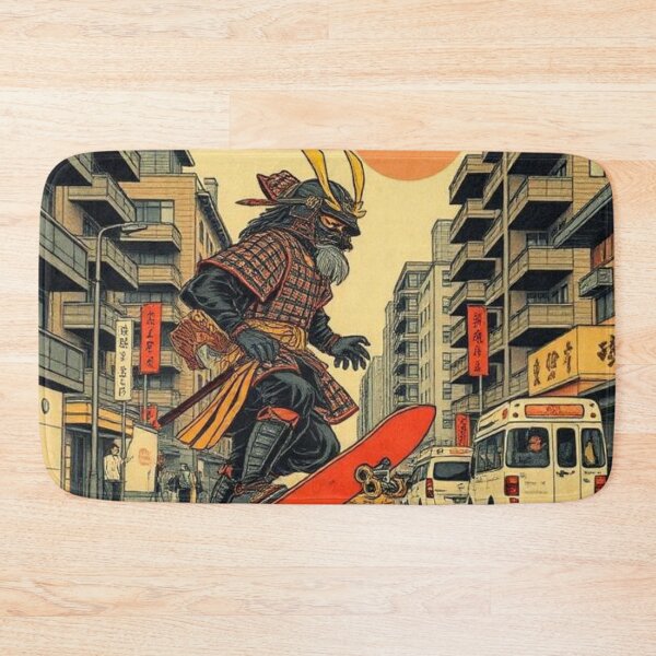 Item preview, Vintage Japanese Samurai on a Skateboard ukiyo-e designed and sold by Asiantrendzz.
