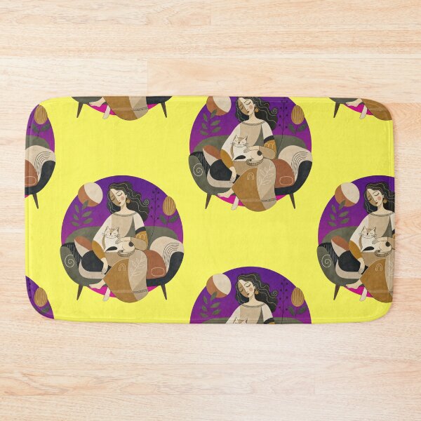 Item preview, Woman with cat on sofa Modern designed and sold by Mauswohn.