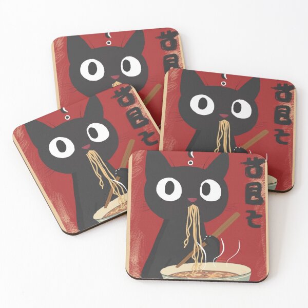 Item preview, Funny Black Cat Eating Ramen Vintage Japanese Poster Art designed and sold by cezzarie.