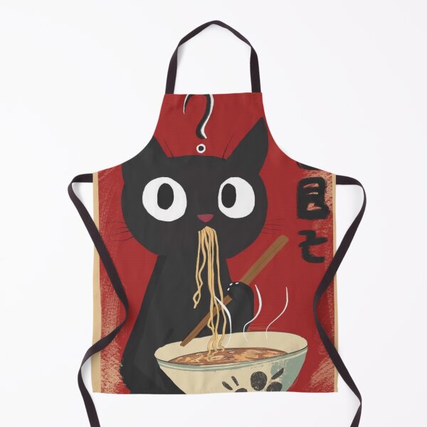 Item preview, Funny Black Cat Eating Ramen Vintage Japanese Poster Art designed and sold by cezzarie.