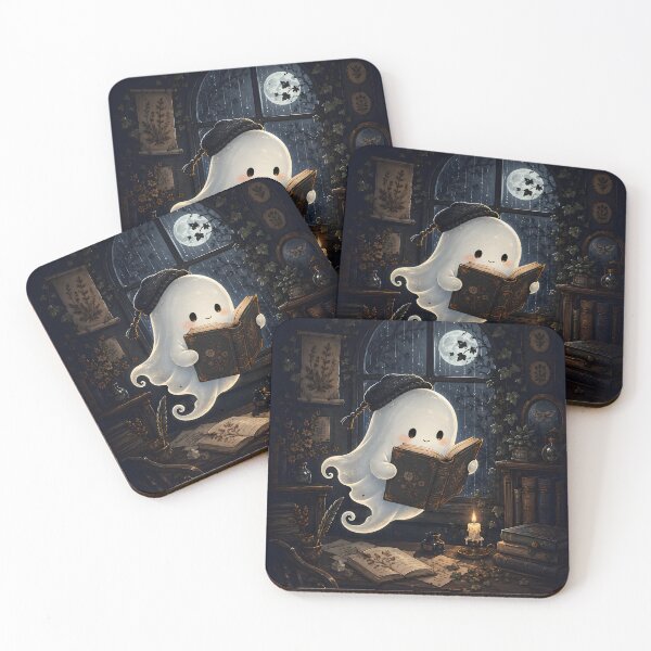 Item preview, Cute Floating Ghost Reading Book Rainy Night Window Dark Academia Aesthetic designed and sold by MCV-Designs.