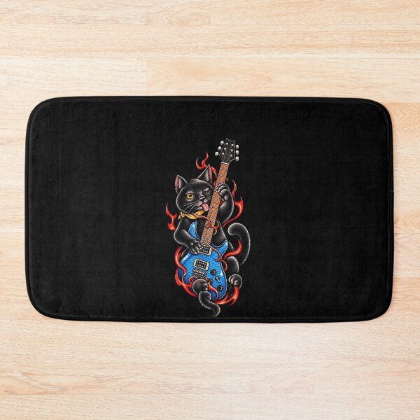 Item preview, Funny Cat Rock Guitar Flames Art designed and sold by elderberry.