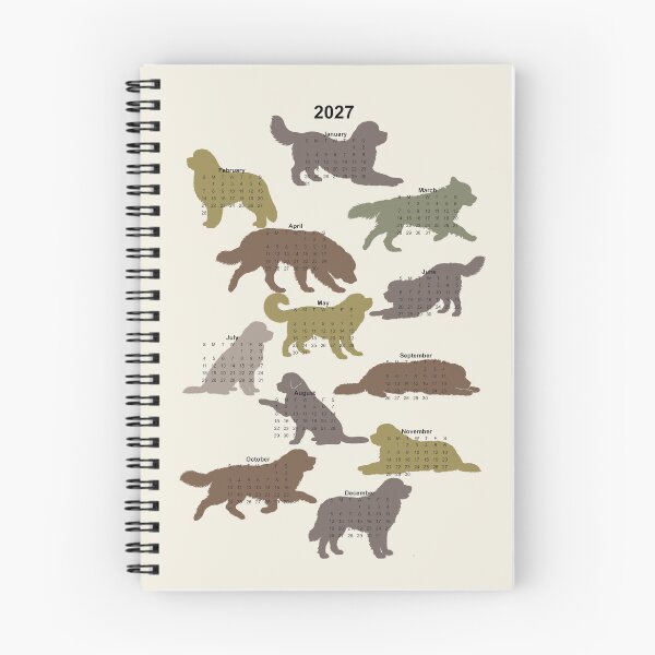 Item preview, 2027 Newfoundland dog full year calendar Cloud Dancer White designed and sold by Anne Londez Studio.