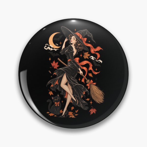 Item preview, Vintage Witch and Black Cat Halloween, Retro Salem Spooky Fall Pumpkin, Witchy Halloween Gift designed and sold by Cchotlan.