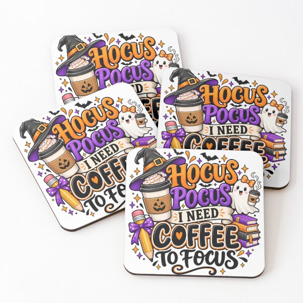 Item preview, I Need Coffee to Focus – Cute Halloween Teacher Ghost & Witch Coffee Design designed and sold by Gallery-yuuna .