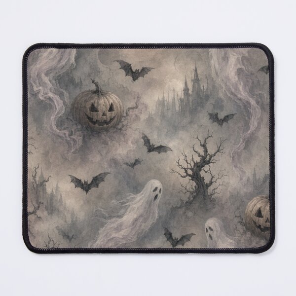 Item preview, Misty Halloween Ghosts Bats Pumpkins Pattern designed and sold by IntelliMindDesigns.