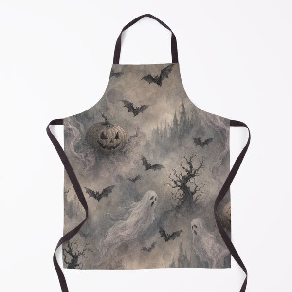 Item preview, Misty Halloween Ghosts Bats Pumpkins Pattern designed and sold by IntelliMindDesigns.