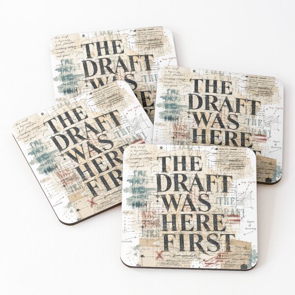 Item preview, The Draft Was Here First – Literary Collage Writer Typography designed and sold by Golden Era Studio.